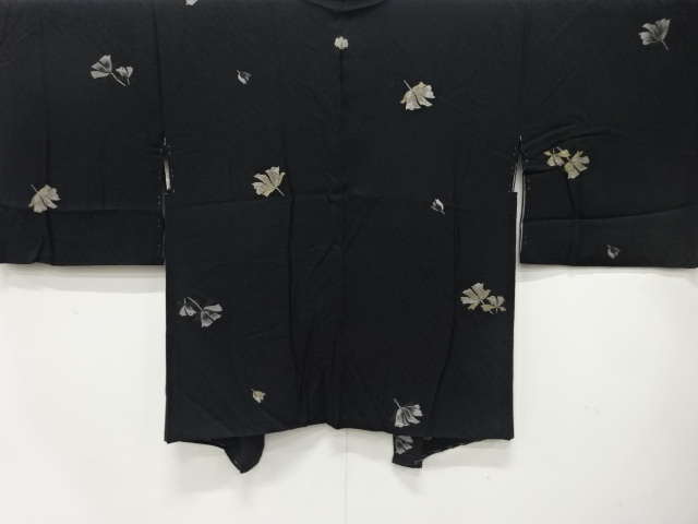 JAPANESE ANTIQUE HAORI / TAISHO ROMAN STYLE / SILK / URUSHI / WOVEN FLOWERS